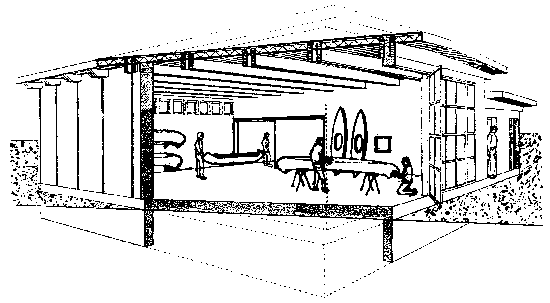Zeichnung des Kanuhauses